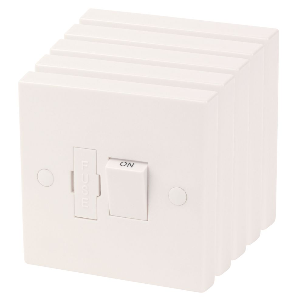 Image of 13A Switched Fused Spur White 5 Pack 