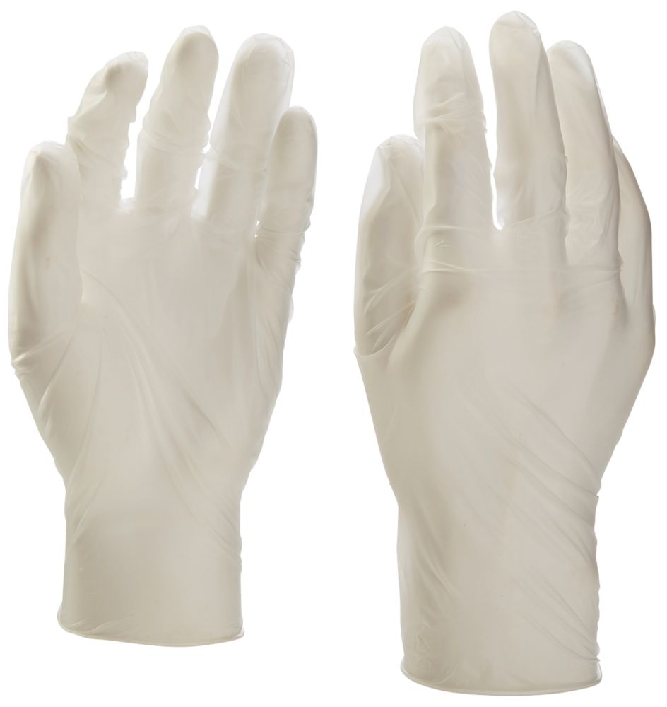 Image of Vinyl Powder-Free Disposable Gloves White Medium 100 Pack 