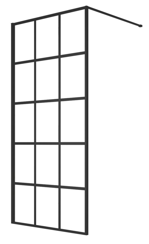Image of Triton Neo Framed Grid Showerwall Black 1000mm x 2000mm 