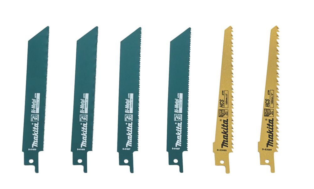 Image of Makita D-53051 Multi-Material Reciprocating Saw Blade Set 6 Pieces 