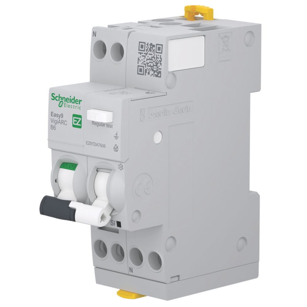Image of Schneider Electric Easy9 6A 30mA DP Type B AFDD RCBO 