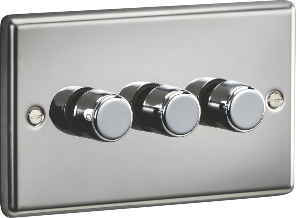 Image of Knightsbridge 3-Gang 2-Way LED Dimmer Switch Polished Chrome 