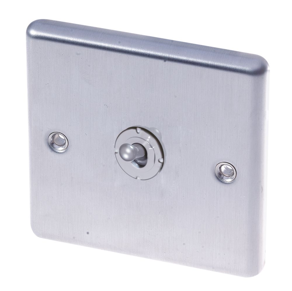 Image of LAP 10AX 1-Gang 2-Way Toggle Switch Brushed Stainless Steel 