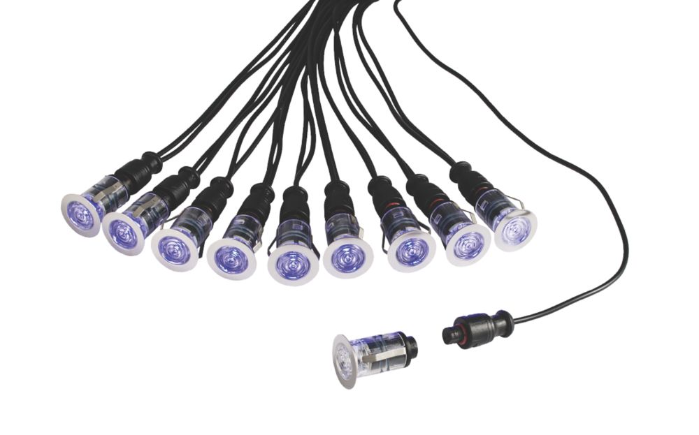 Image of Saxby Ikon Pro 25mm Outdoor LED Deck Light Kit Polished Stainless Steel 7.5W 10 x 1.2lm 10 Pack 