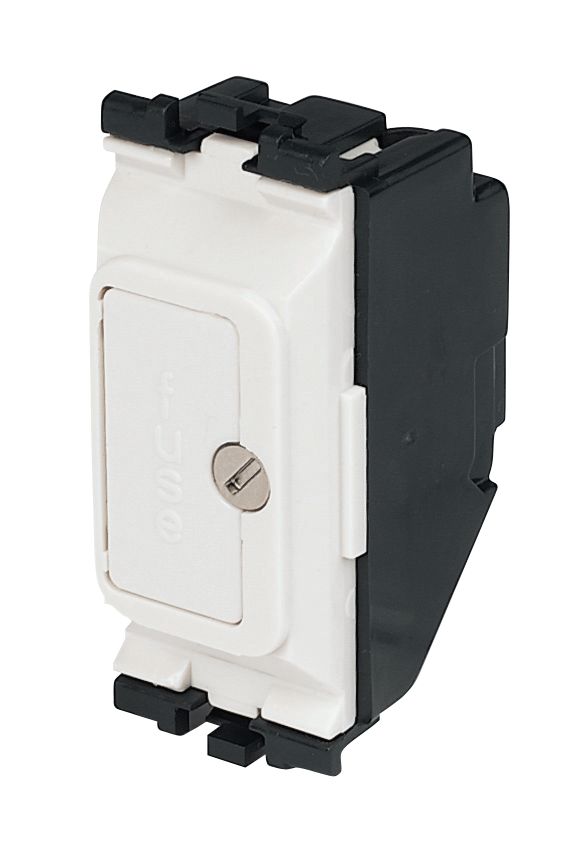 Image of MK Grid Plus 13A Grid Fused Spur White with Colour-Matched Inserts 