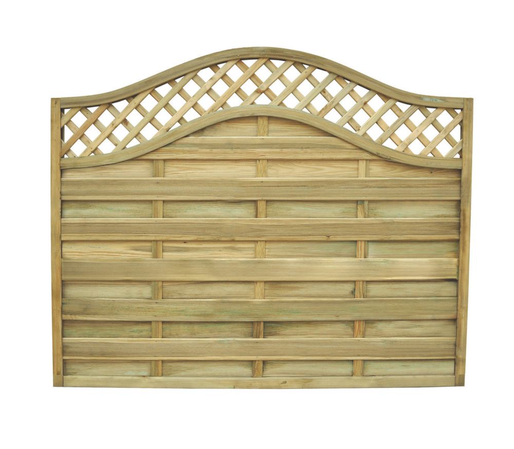 Image of Forest Prague Lattice Curved Top Fence Panels Natural Timber 6' x 5' Pack of 7 