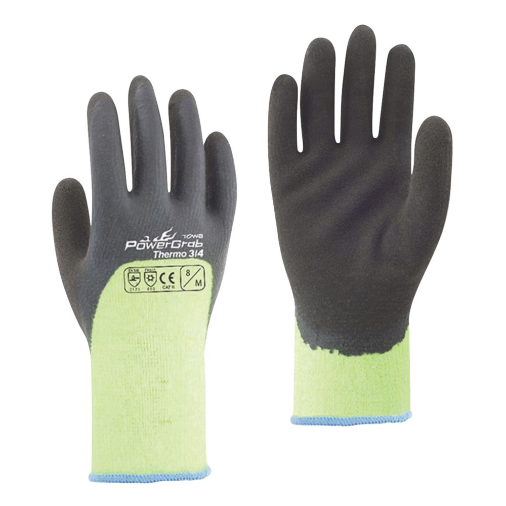 Image of Towa PowerGrab Â¾-Dipped Thermal Gloves Brown / Yellow Medium 