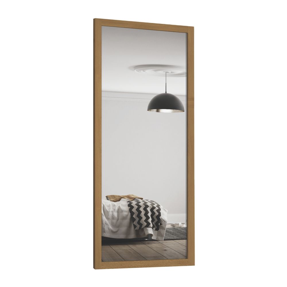 Image of Spacepro Shaker 1-Door Sliding Wardrobe Door Oak Frame Mirror Panel 914mm x 2260mm 