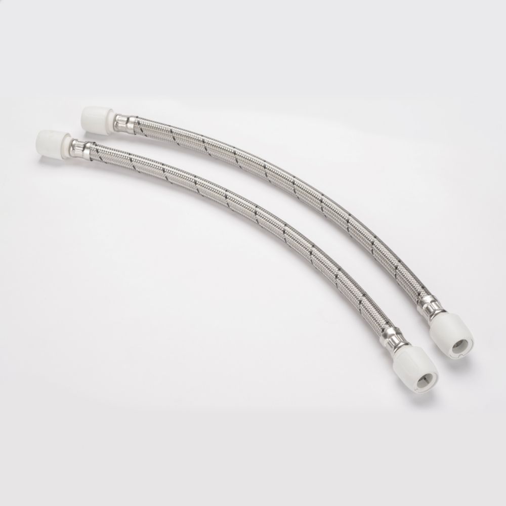 Image of Hep2O Push-Fit Connection Flexible Tap Connectors 15mm x 15mm x 500mm 2 Pack 