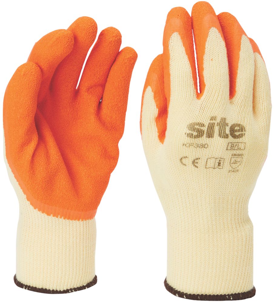 Image of Site 380 Latex Builders Gloves Orange / Yellow Medium 
