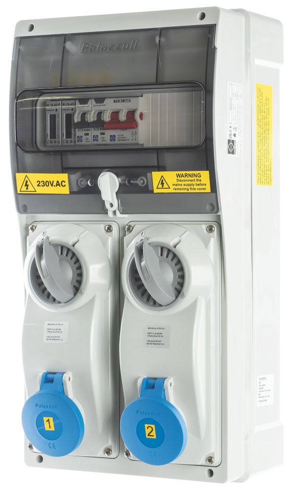 Image of Lewden 32A 30mA 2-Way Metered Switched Caravan Hook Up Point 2x16A With RCBO 