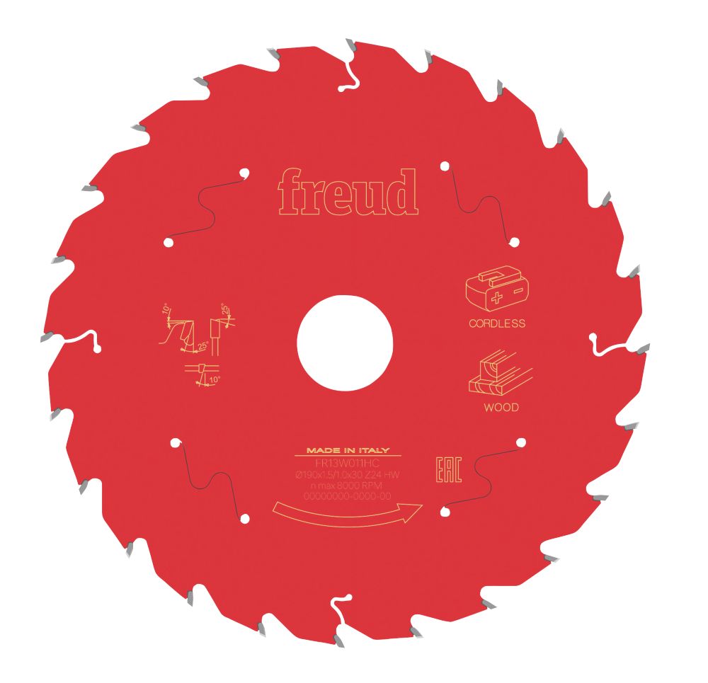 Image of Freud Wood Circular Saw Blade 190mm x 30mm 24T 