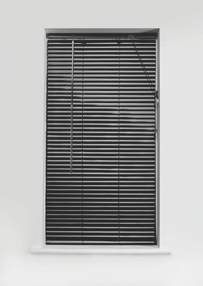 Image of Universal Aluminium Venetian Non-Blackout Blind Black 450mm x 1600mm Drop 