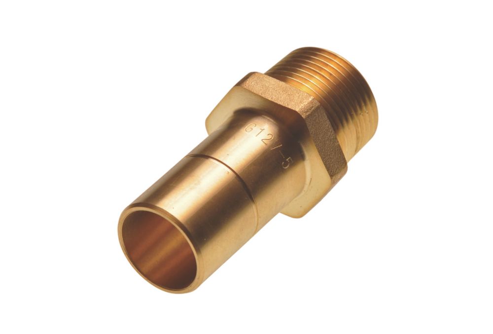 Image of Hep2O Brass Push-Fit Adapting Male Coupler 22mm x 3/4" 