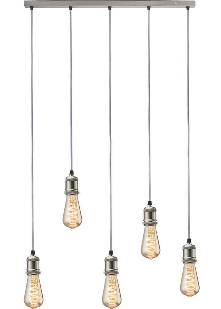 Image of Knightsbridge Vintage Style 5-Light Bar Pendant Brushed Chrome 