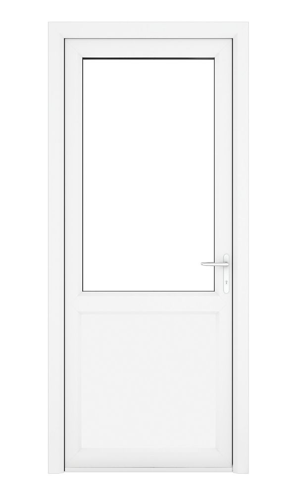 Image of Crystal 1-Panel 1-Obscure Light Left-Hand Opening White uPVC Back Door 2090mm x 840mm 
