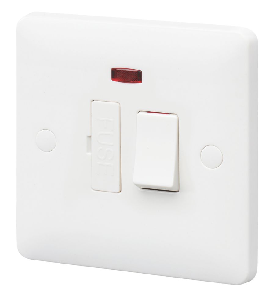 Image of MK Base 13A Switched Fused Spur with Neon White with White Inserts 