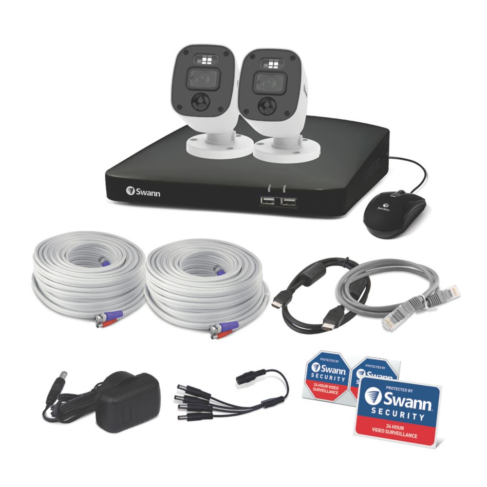 Image of Swann Enforcer SWDVK-446802MQB-EU 1TB HDDGB 4-Channel 1080p DVR CCTV Kit & 2 Indoor & Outdoor Cameras 