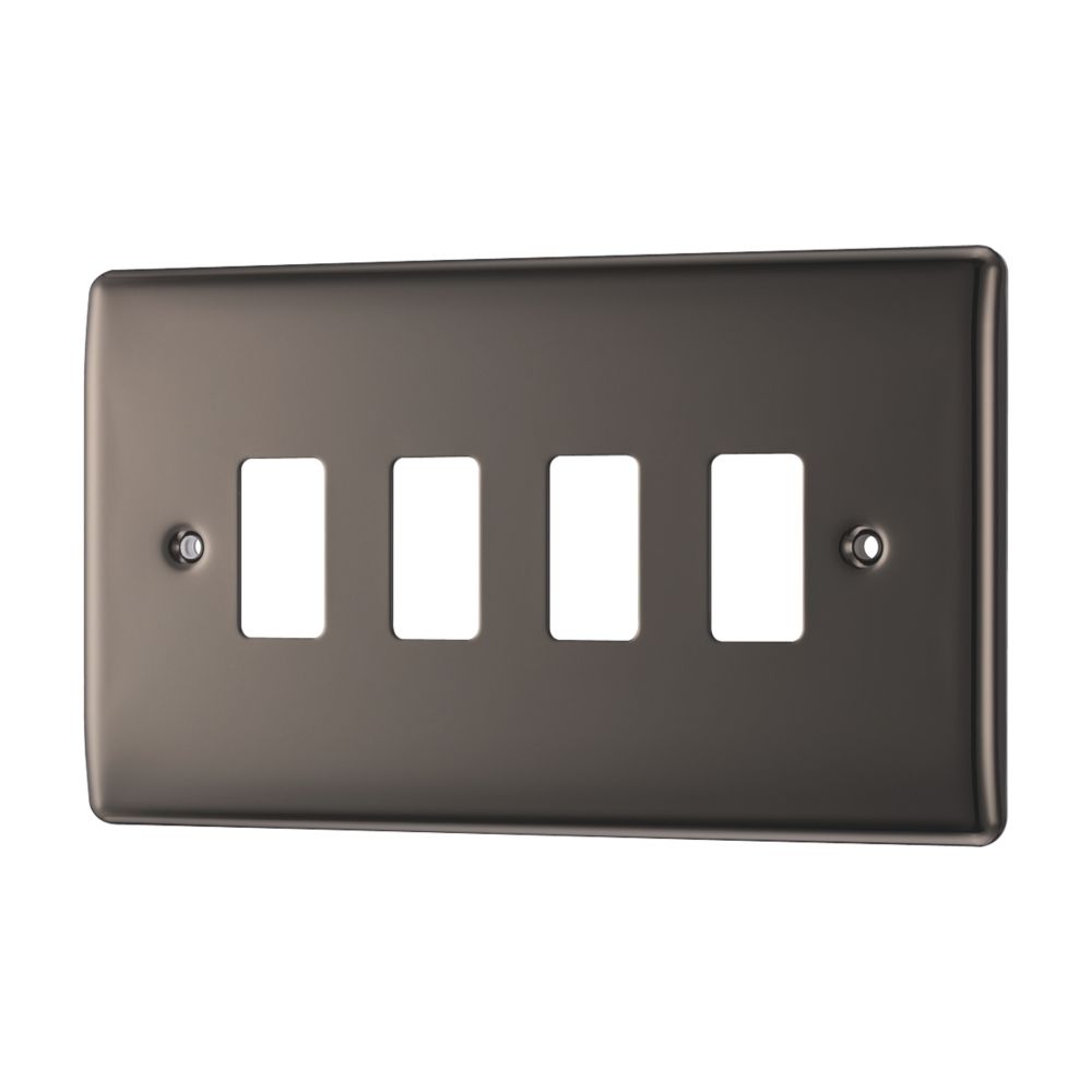 Image of British General Nexus Grid 4-Module Grid Faceplate Black Nickel 