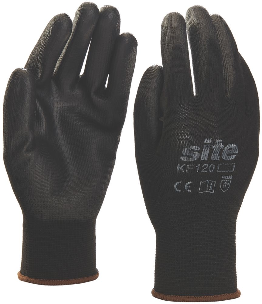 Image of Site 120 PU Palm Dip Gloves Black X Large 