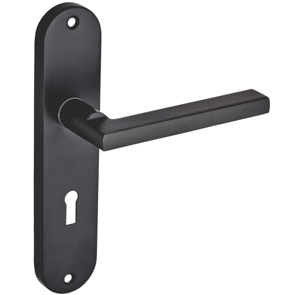 Image of Smith & Locke Murlough Fire Rated Lever Lock Door Handles Pair Matt Black 