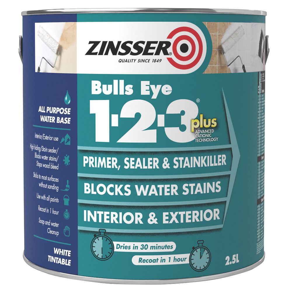 Image of Zinsser Bulls Eye 1-2-3 Plus Primer 2.5Ltr 
