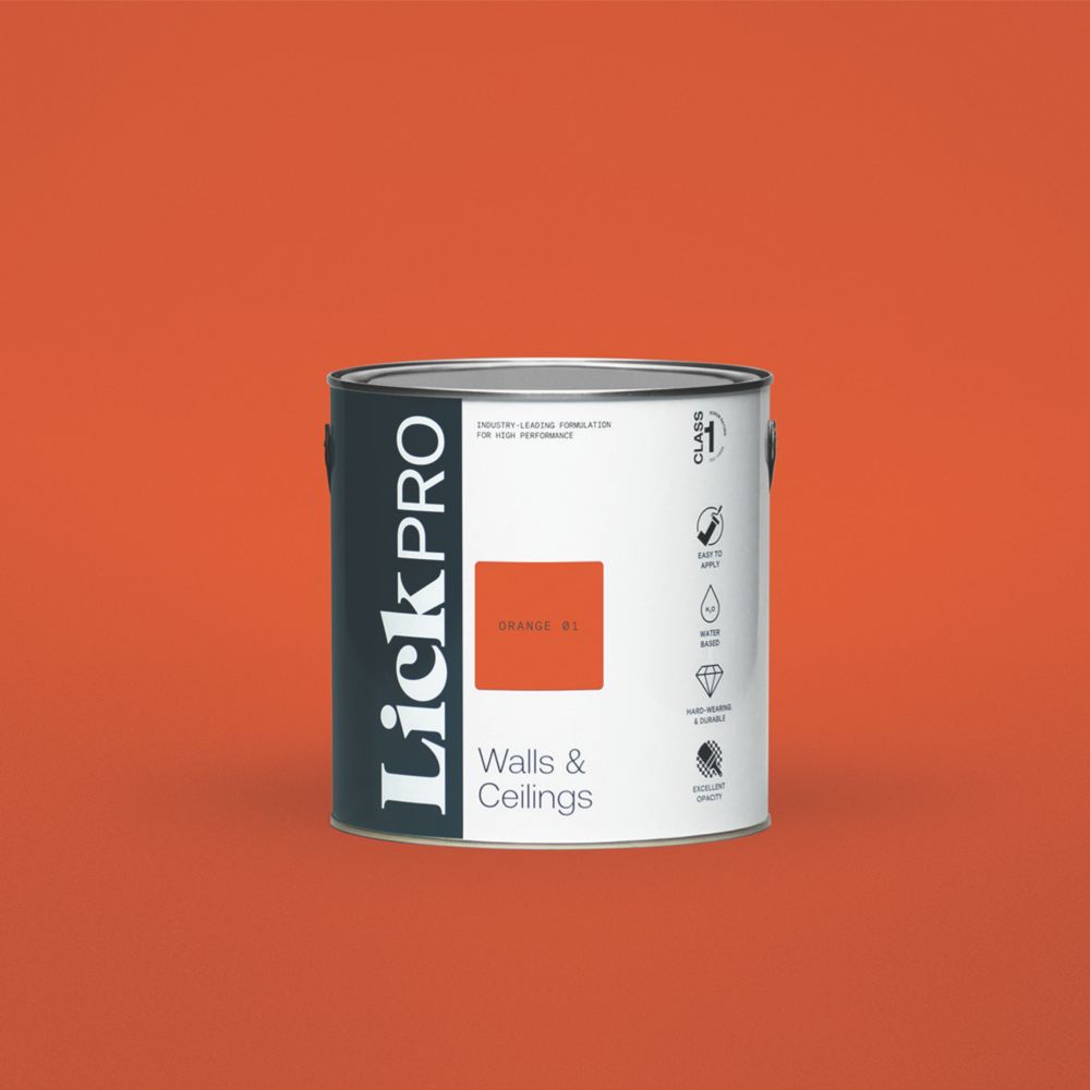 Image of LickPro Matt Orange 01 Emulsion Paint 2.5Ltr 