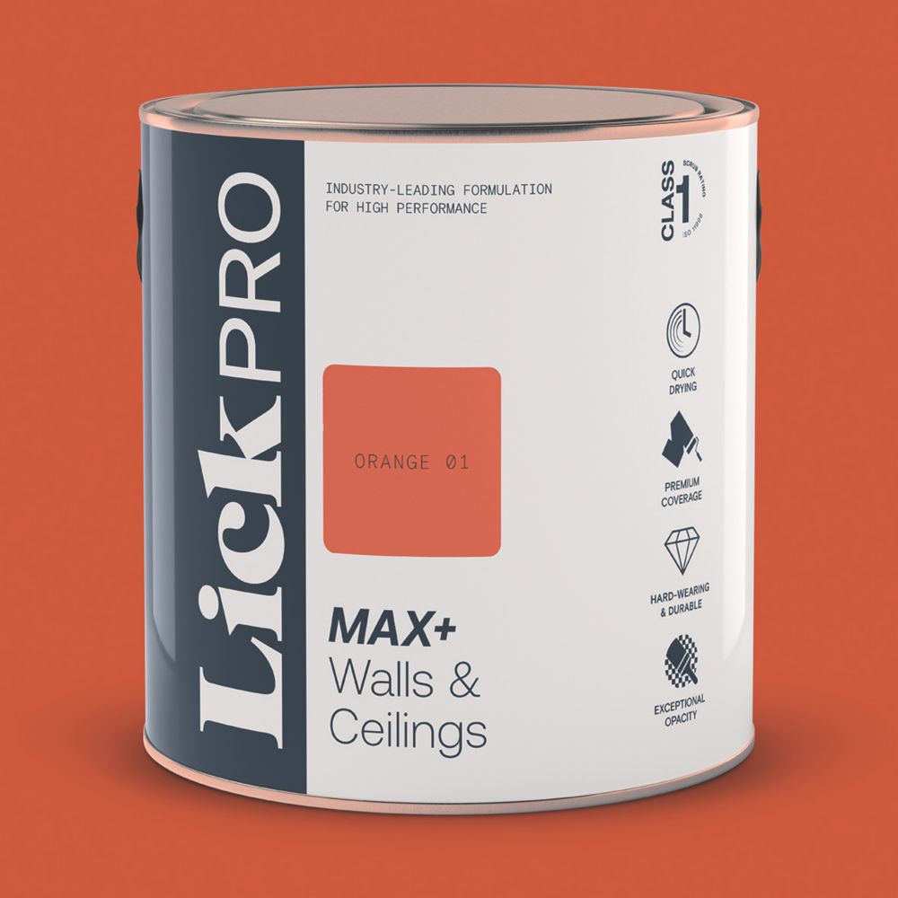 Image of LickPro Matt Orange 01 Emulsion Paint 2.5Ltr 