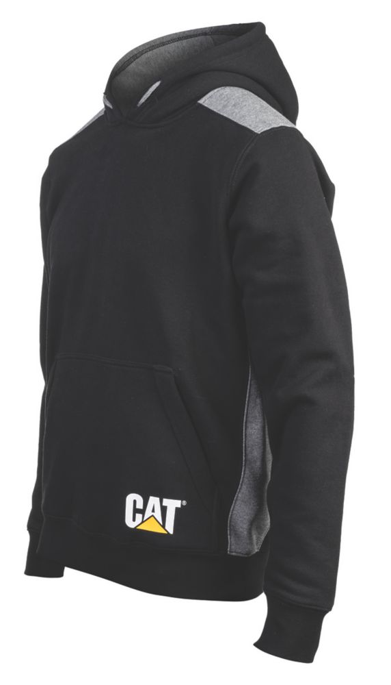 Image of CAT Logo Panel Hooded Sweatshirt Black Medium 38-41" Chest 