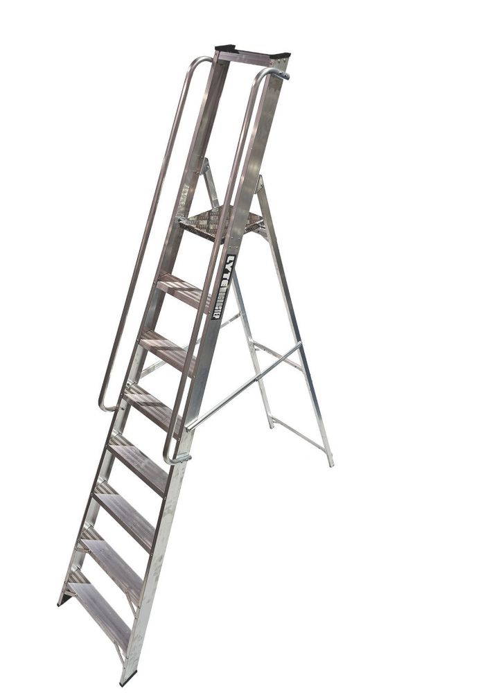 Image of Lyte Aluminium 8-Treads Platform Stepladder With Handrail 1.68m 