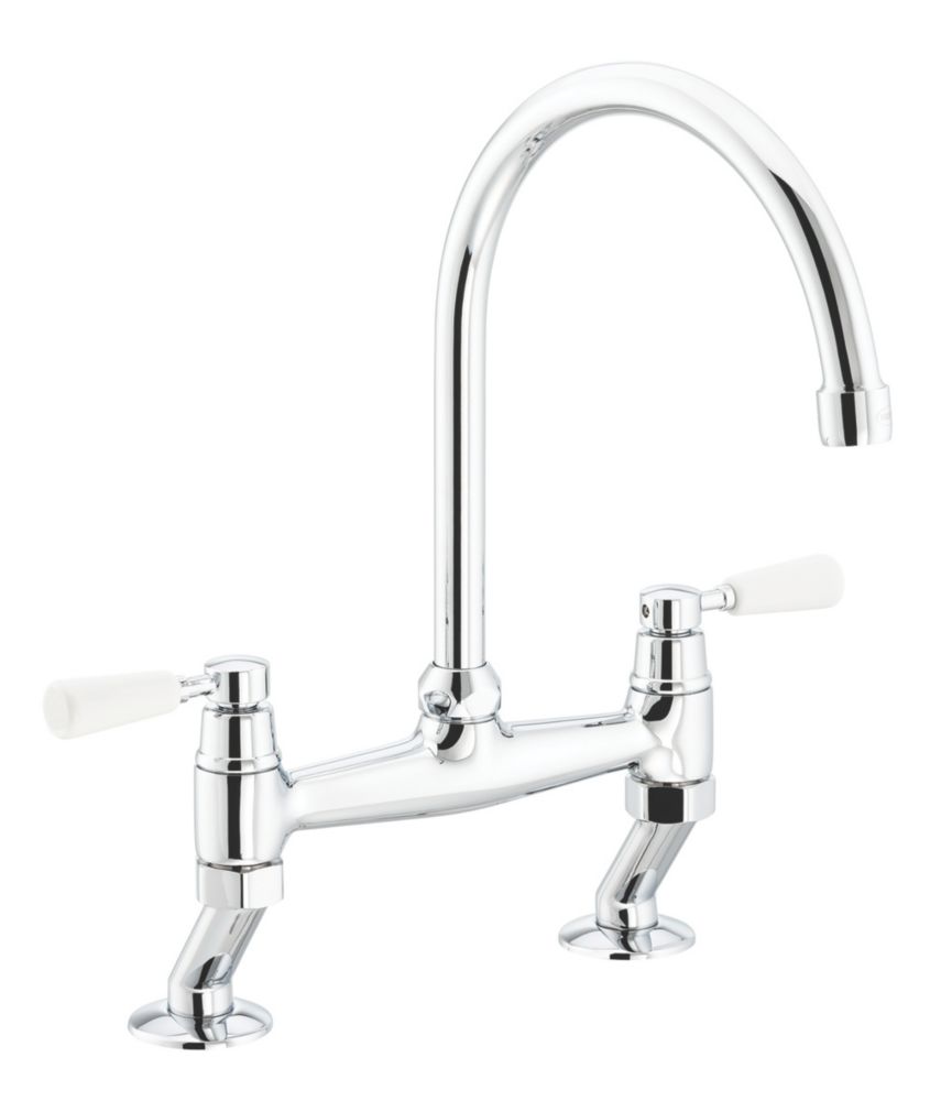Image of Streame by Abode ACT3021 Traditional Deck-Mounted Bridge Mixer Chrome 