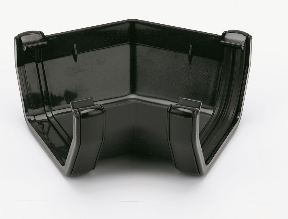 Image of FloPlast Square Line 135Â° Square Gutter Angle Black 114mm 