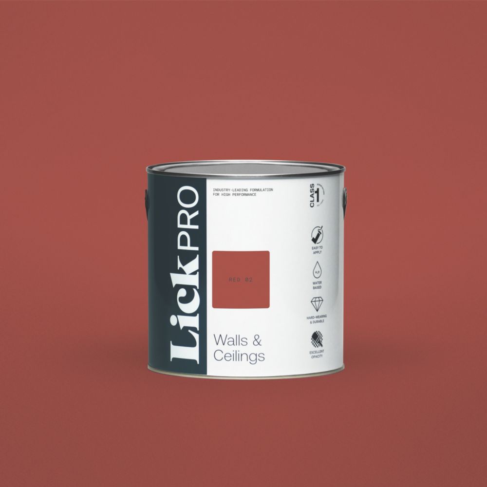 Image of LickPro Matt Red 02 Emulsion Paint 2.5Ltr 
