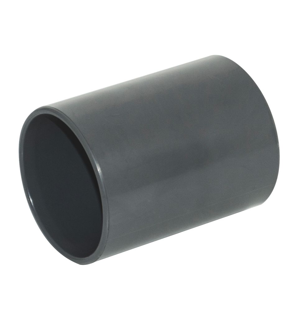 Image of FloPlast Solvent Weld Straight Coupler 32mm x 32mm Anthracite Grey 5 Pack 