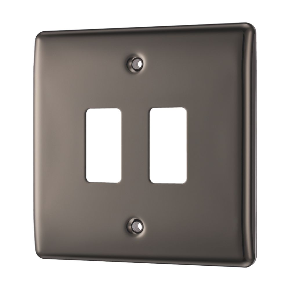 Image of British General Nexus Grid 2-Module Grid Faceplate Black Nickel 