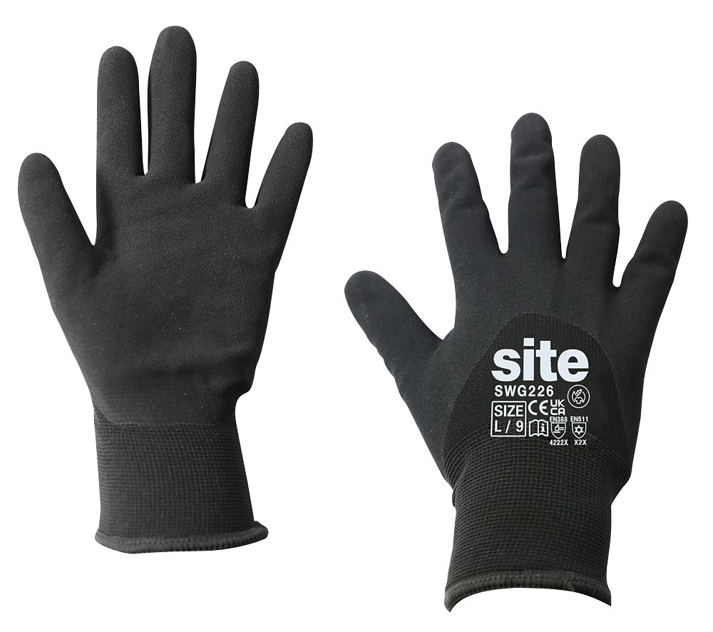 Image of Site SWG226 Thermal Nitrile Gloves Black Large 