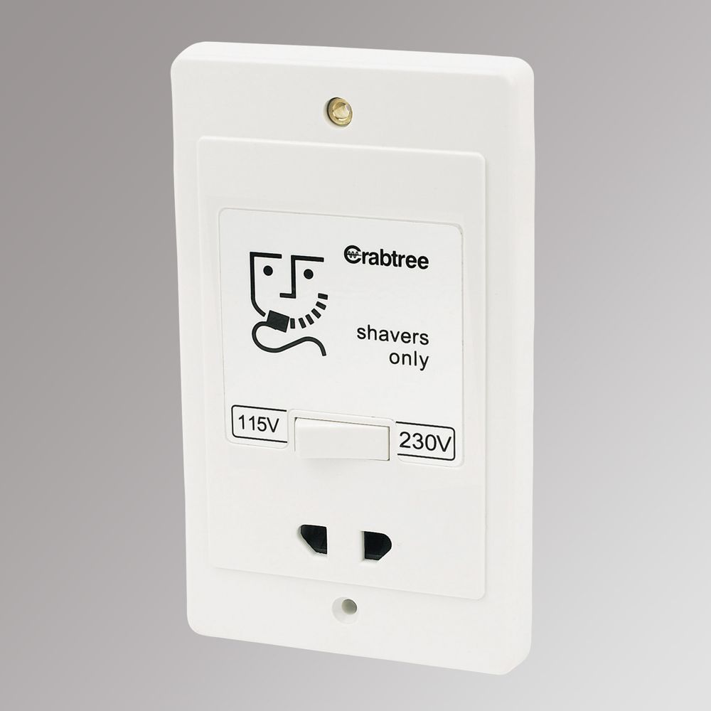 Image of Crabtree Capital 2-Gang Dual Voltage Shaver Socket 115 / 230V White 