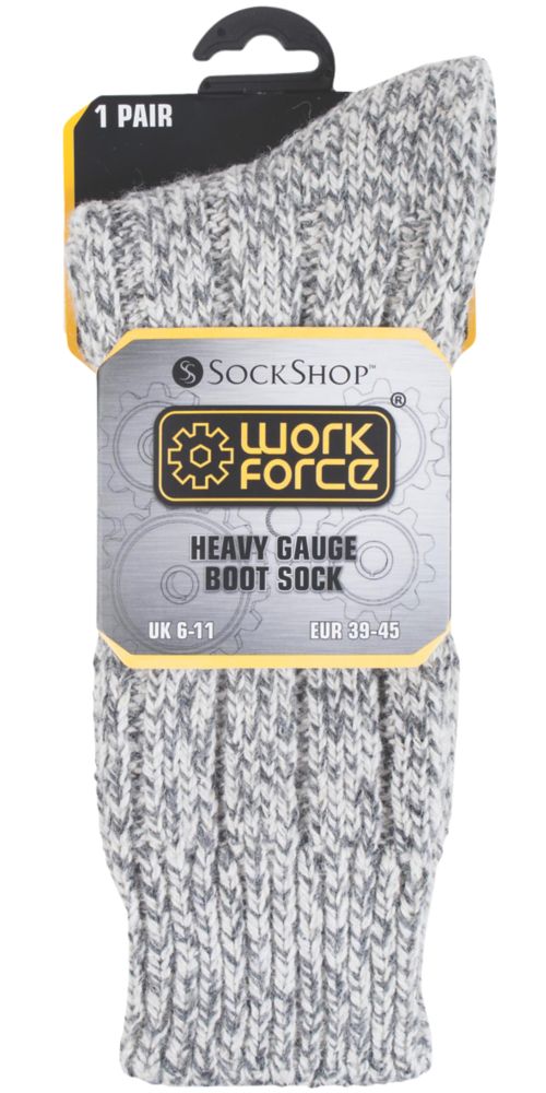 Image of SockShop Heavy Gauge Boot Socks Grey Size 6-11 
