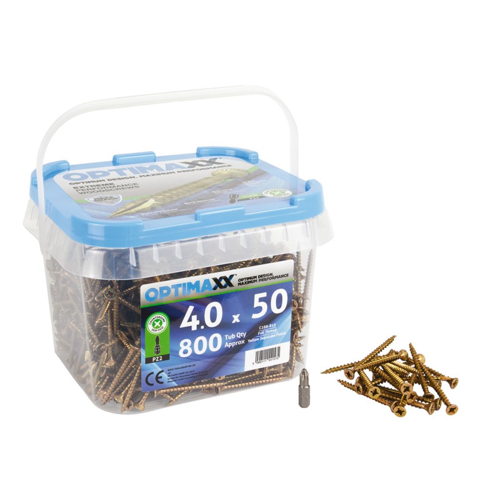 Image of Optimaxx PZ Countersunk Wood Screws 4mm x 50mm 800 Pack 