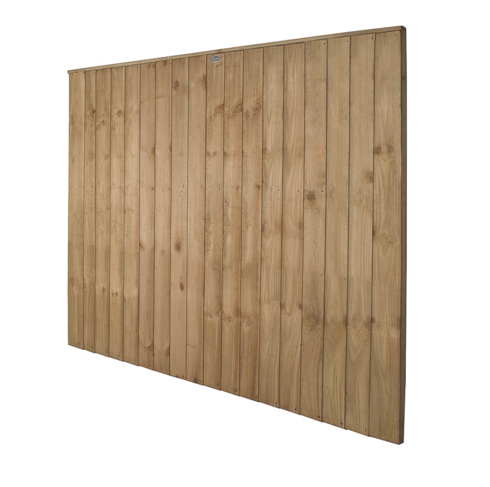 Image of Forest Vertical Board Closeboard Garden Fencing Panel Natural Timber 6' x 5' Pack of 3 