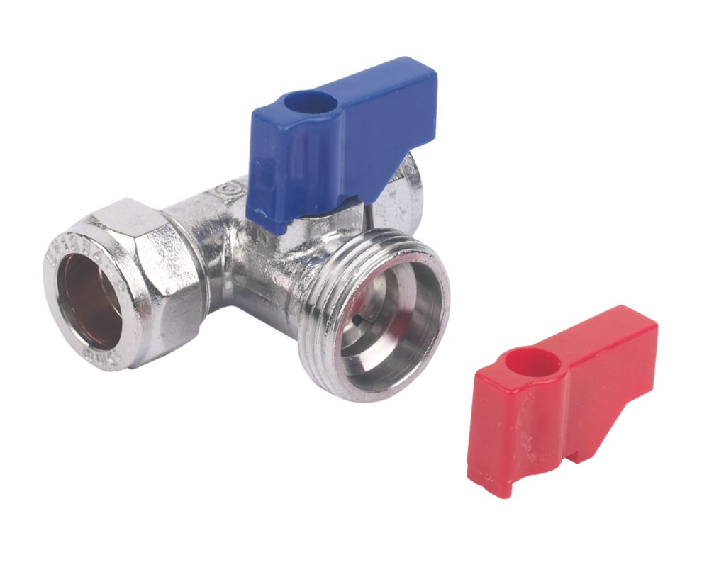 Image of Pegler Compression Washing Machine Valve Tee 15mm x 15mm x 3/4" 