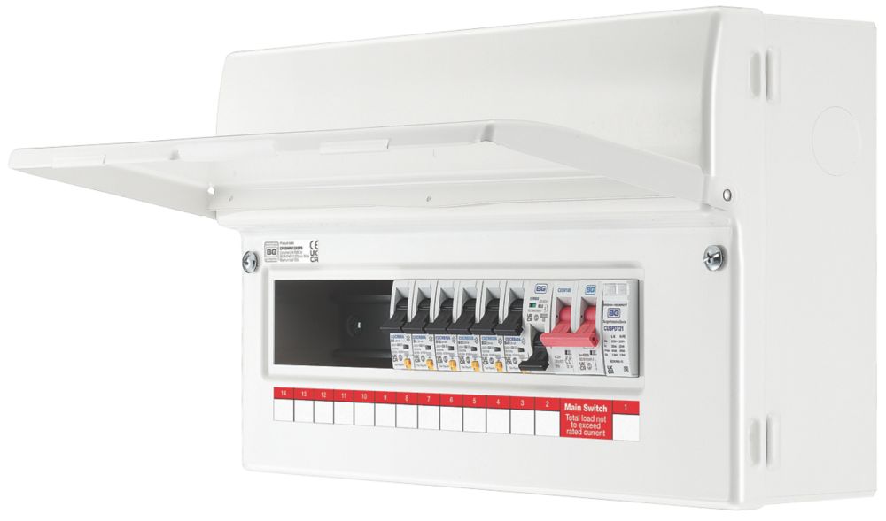 Image of British General Fortress 16-Module 6-Way Part-Populated Main Switch Consumer Unit with SPD 