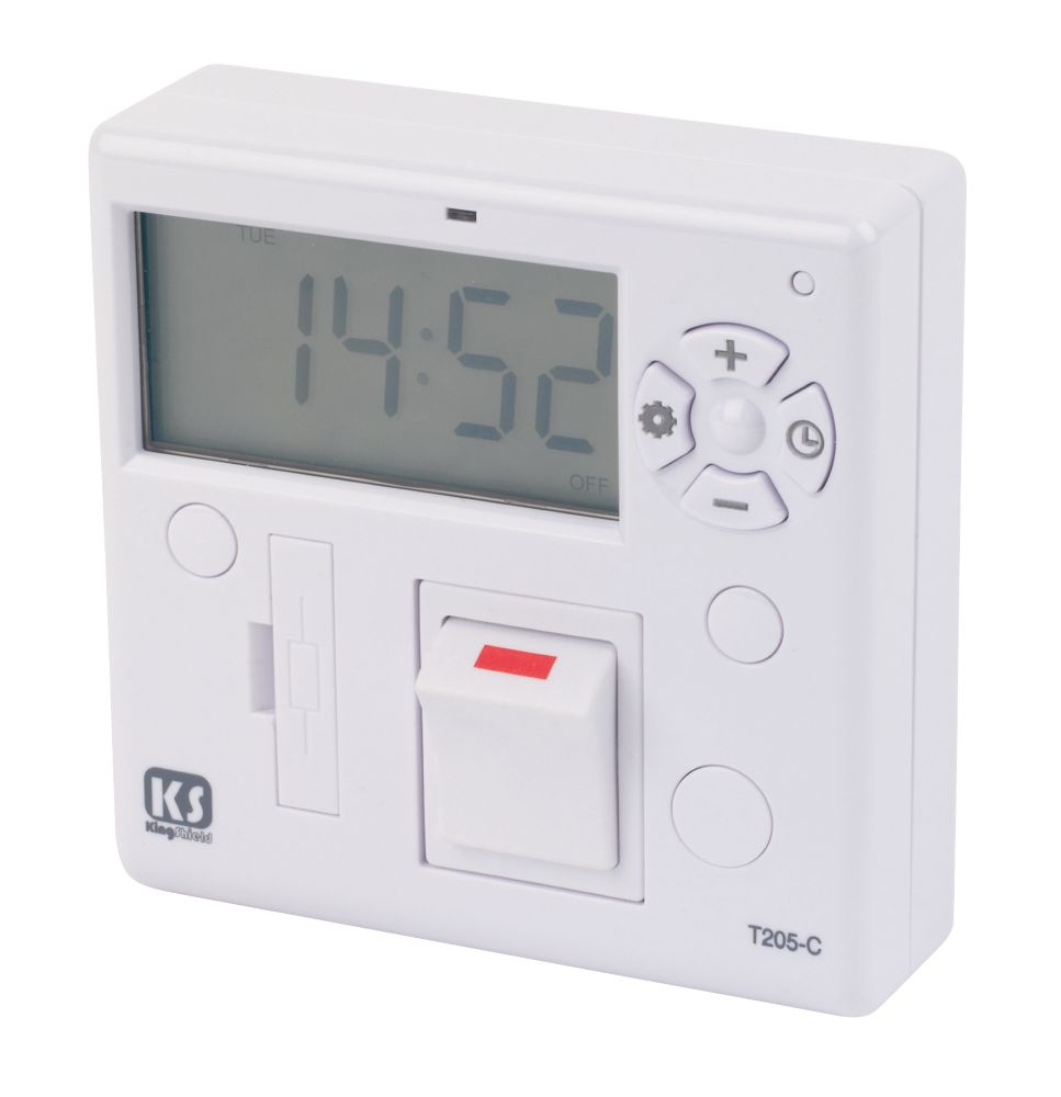 Image of Greenbrook T205-SCR Surface-Mounted Digital 7-Day Fused Timer Spur Switch 
