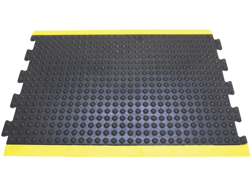 Image of COBA Europe Bubblemat Anti-Fatigue Floor Middle Mat Black / Yellow 0.9m x 0.6m x 14mm 