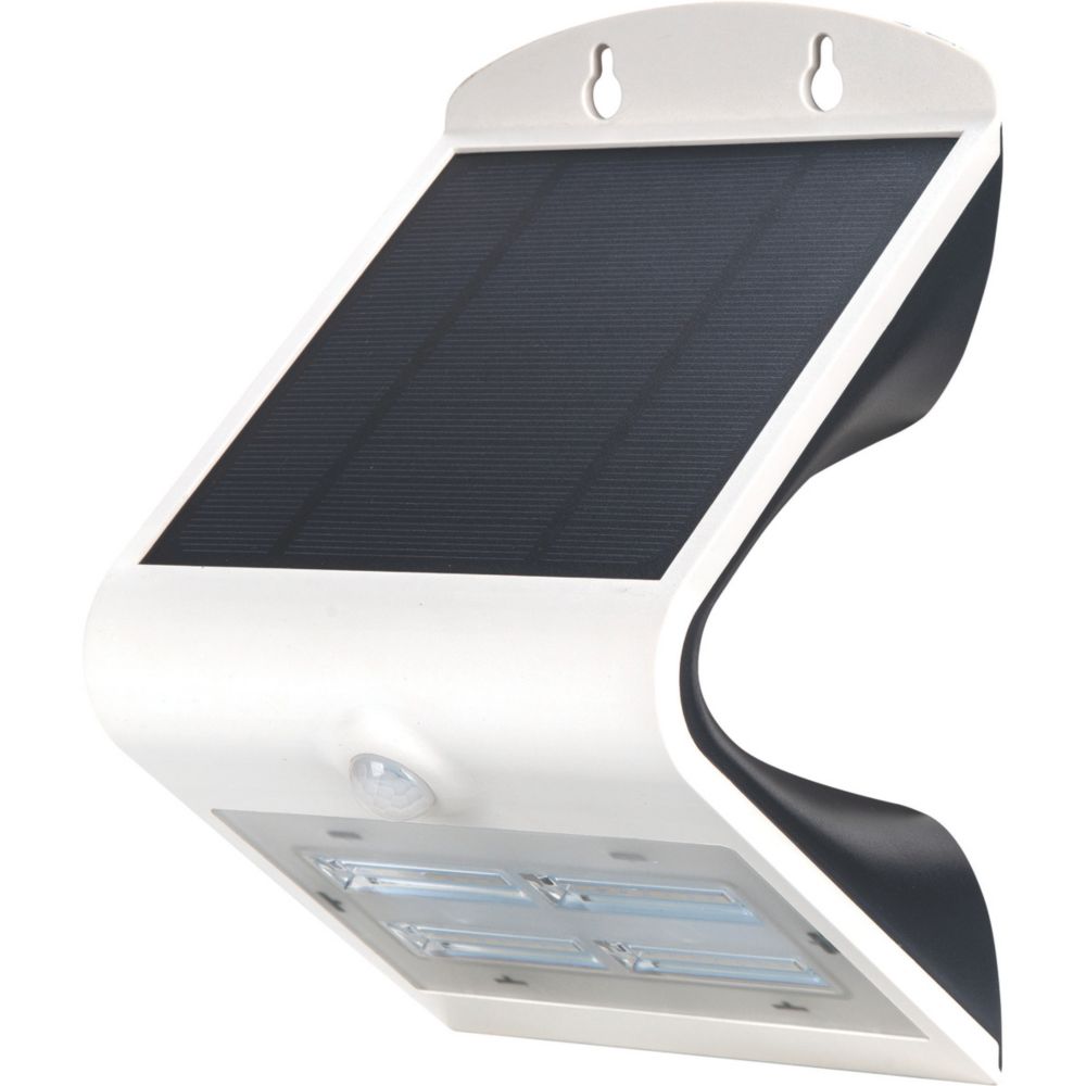 Image of Luceco LEXS40W40-01 Outdoor LED Solar Wall Light With PIR Sensor White 400lm 