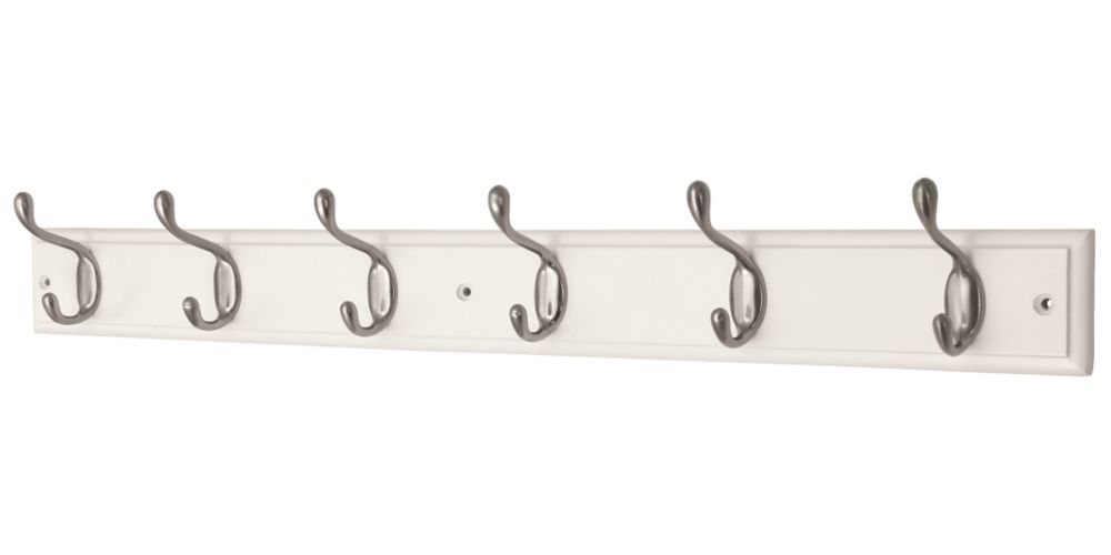 Image of Smith & Locke Hook Rail White/Satin Nickel 685mm x 90mm 