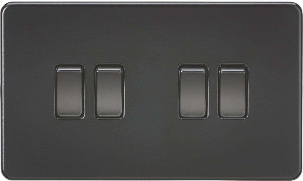 Image of Knightsbridge 10AX 4-Gang 2-Way Light Switch Matt Black 