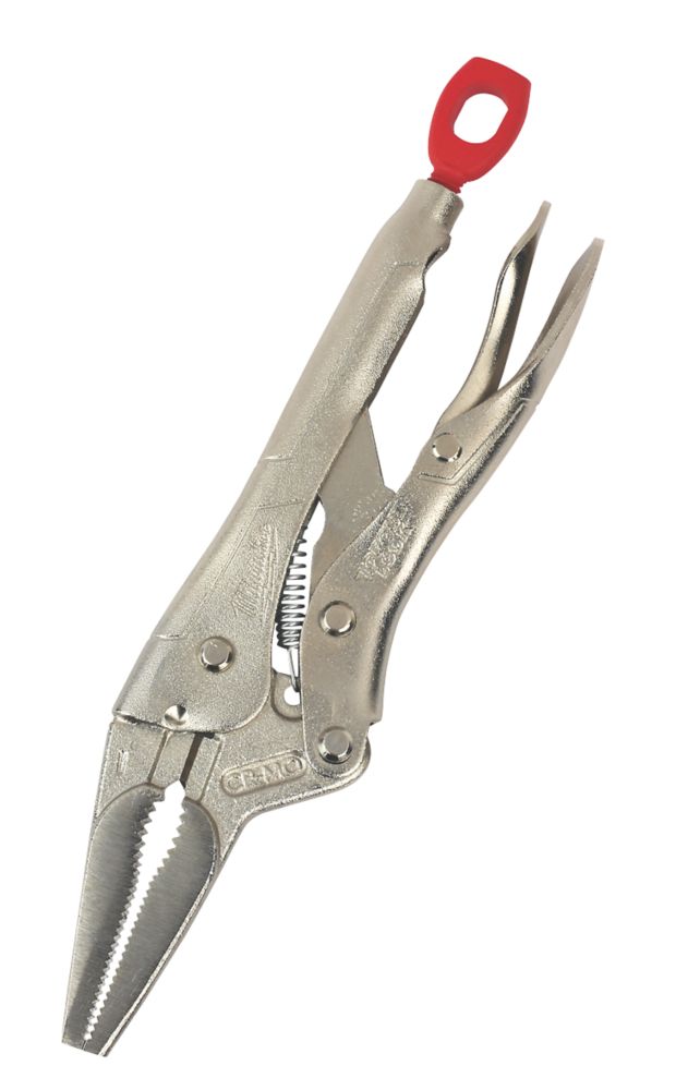 Image of Milwaukee Flat Jaw Long Nose Locking Pliers 6" 
