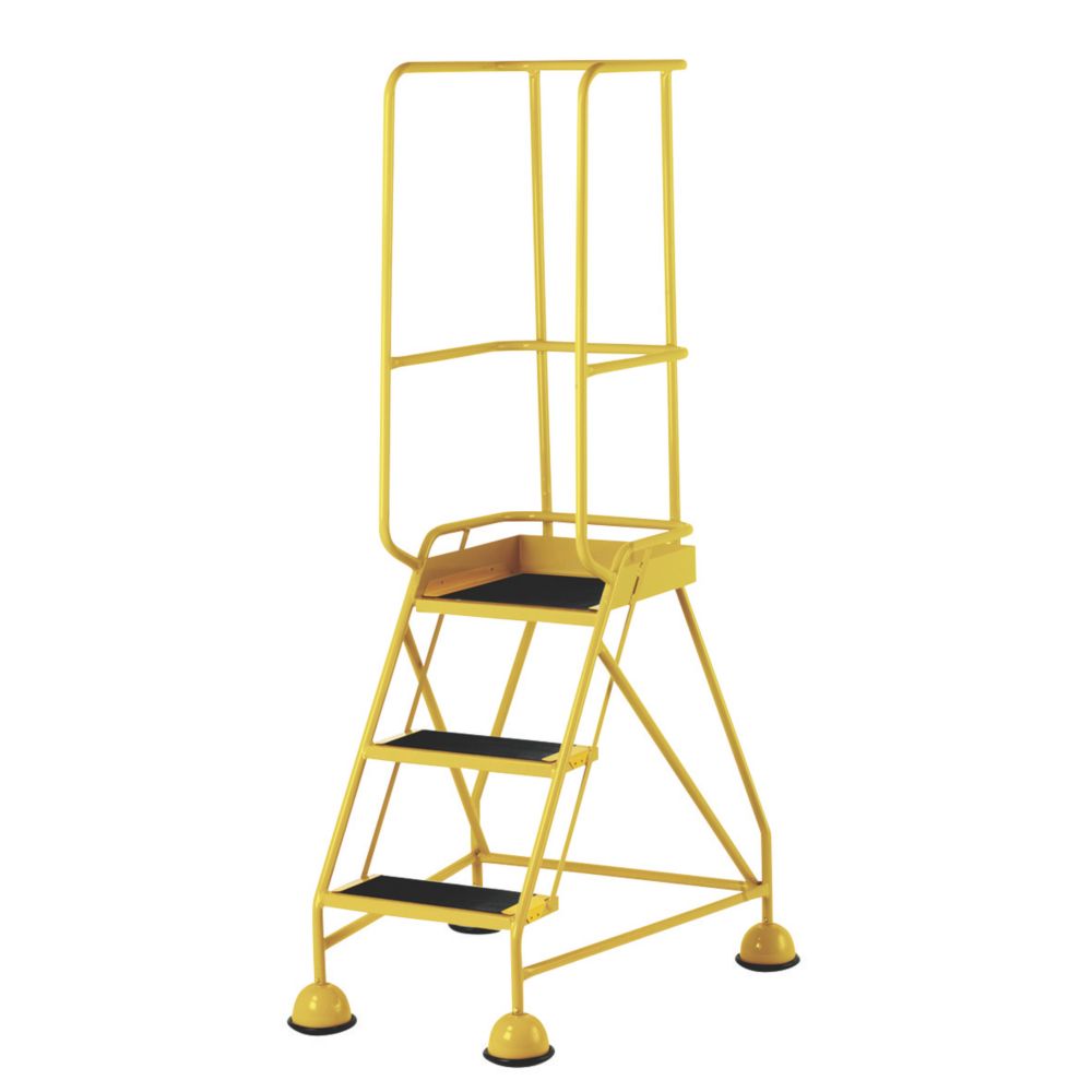 Image of TB Davies Stepmobile Plus Steel 3-Treads Yellow Warehouse Steps 0.76m 