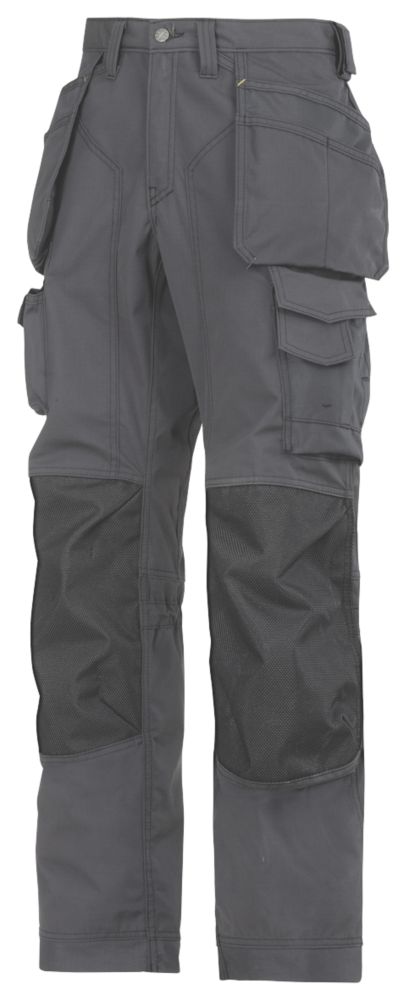 Image of Snickers Rip Stop Floorlayer Trousers Grey / Black 31" W 32" L 